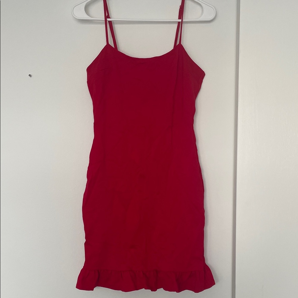 Lulu's Red Ruffle Hem Dress